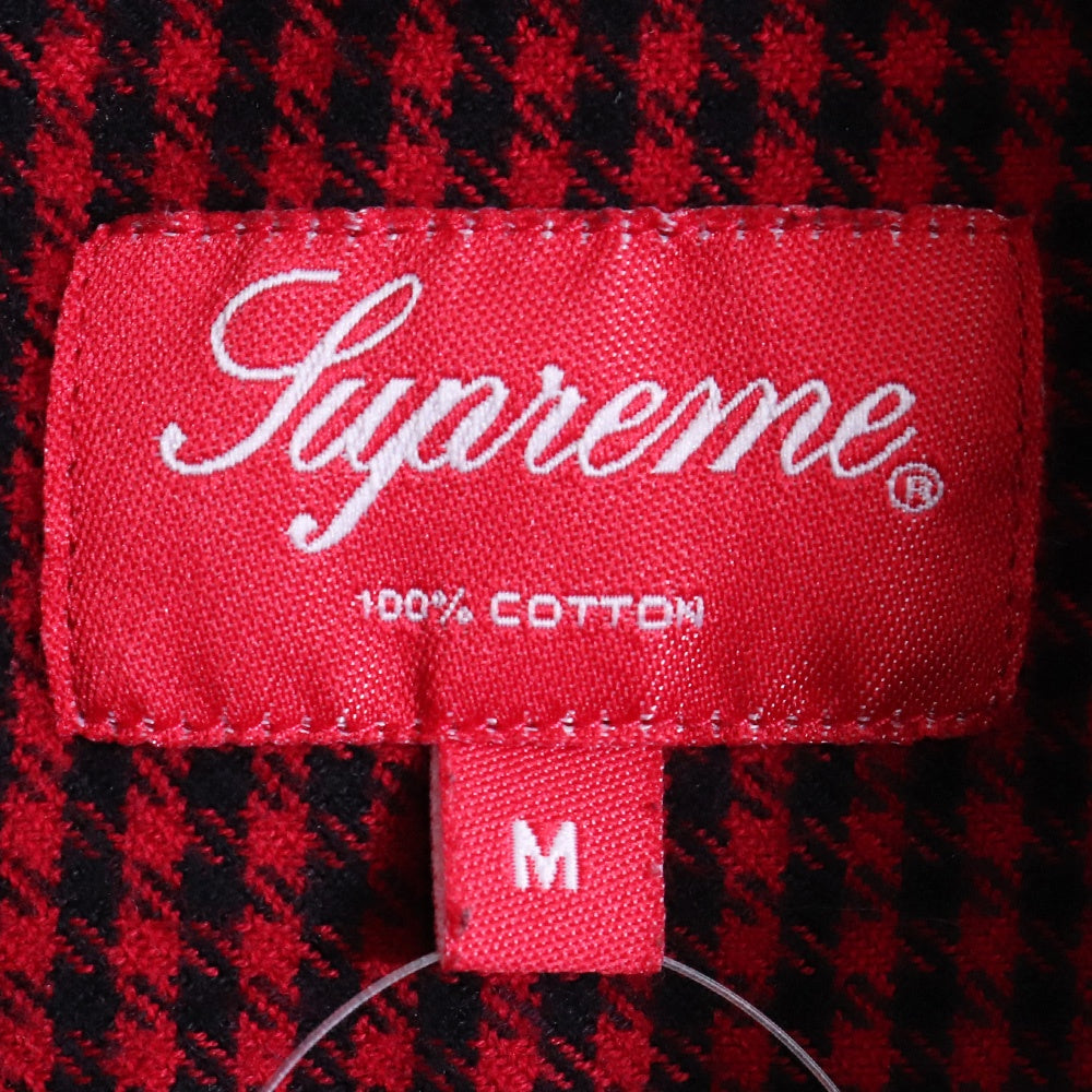 SUPREME Gingham Check Flannel Button-Up Shirt Red Size M