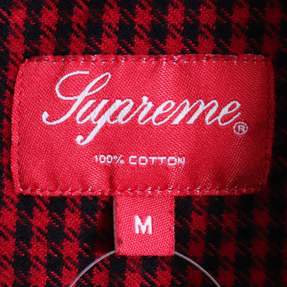 SUPREME Gingham Check Flannel Button-Up Shirt Red Size M