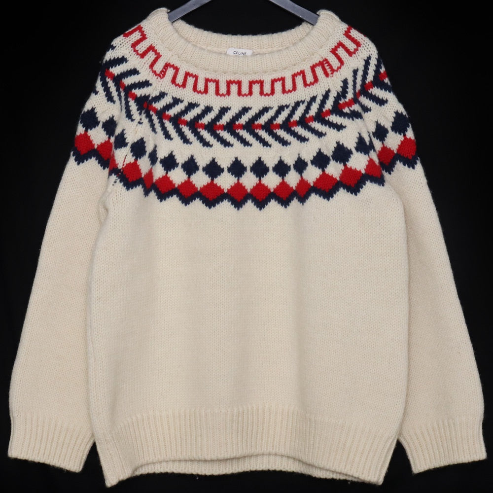 CELINE 21AW Oversized Shetland Crewneck Sweater Beige Size M