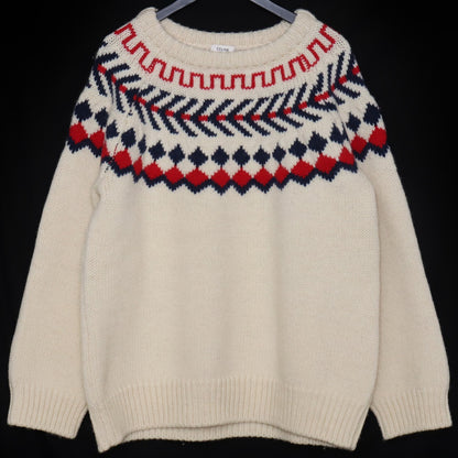 CELINE 21AW Oversized Shetland Crewneck Sweater Beige Size M