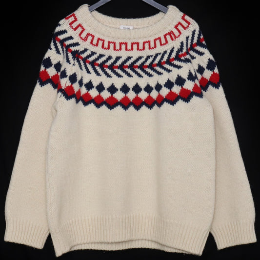 CELINE 21AW Oversized Shetland Crewneck Sweater Beige Size M