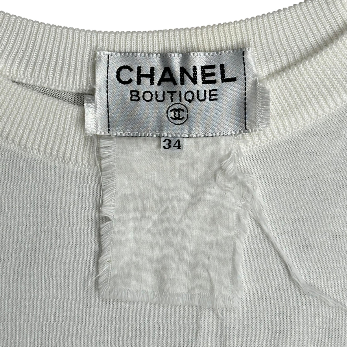CHANEL Vintage S/S Chanel-Logo Knit Sweater Size 34