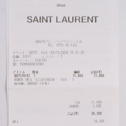 SAINT LAURENT PARIS Cassandra Croc Card Holder Black Card Case Size F