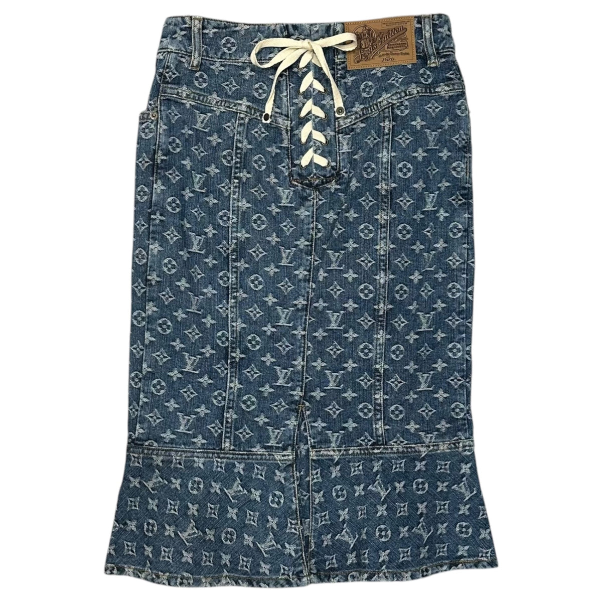 LOUIS VUITTON Monogram Denim Mermaid Skirt Size 36