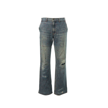 UNDERCOVER 2002 S/S Blue Red Distressed Denim Size M