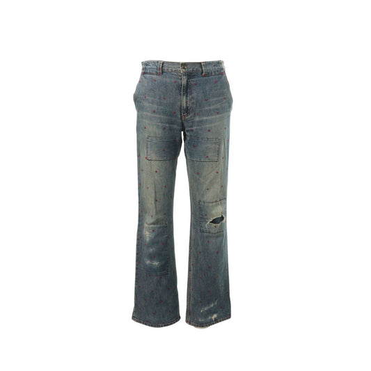 UNDERCOVER 2002 S/S Blue Red Distressed Denim Size M