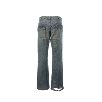 UNDERCOVER 2002 S/S Blue Red Distressed Denim Size M