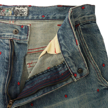 UNDERCOVER 2002 S/S Blue Red Distressed Denim Size M