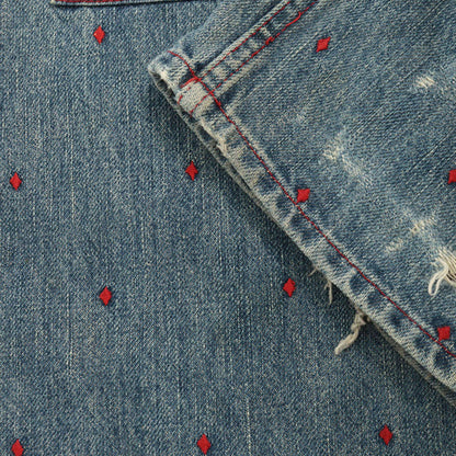 UNDERCOVER 2002 S/S Blue Red Distressed Denim Size M