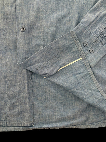 U.S.NAVY 1970s Selvedge Chambray Shirt Size L