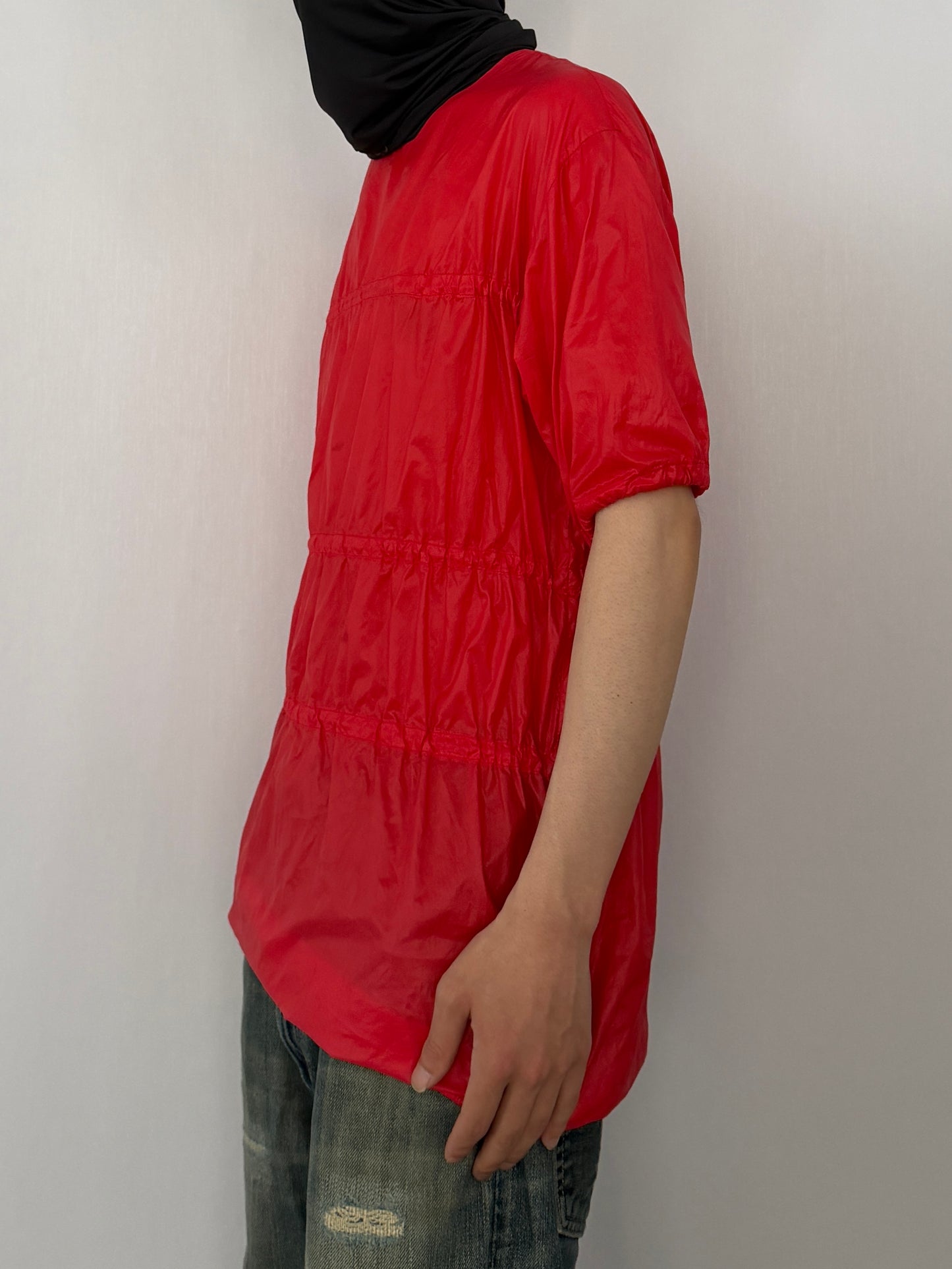 Raf Simons Red Nylon Long Sleeve Tee (08ss) Size 44