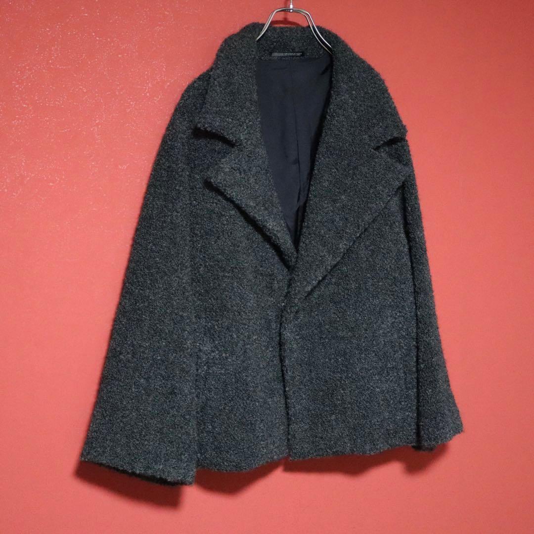 Yohji Yamamoto Gray Wool Nylon Pile Design Coat Size FREE