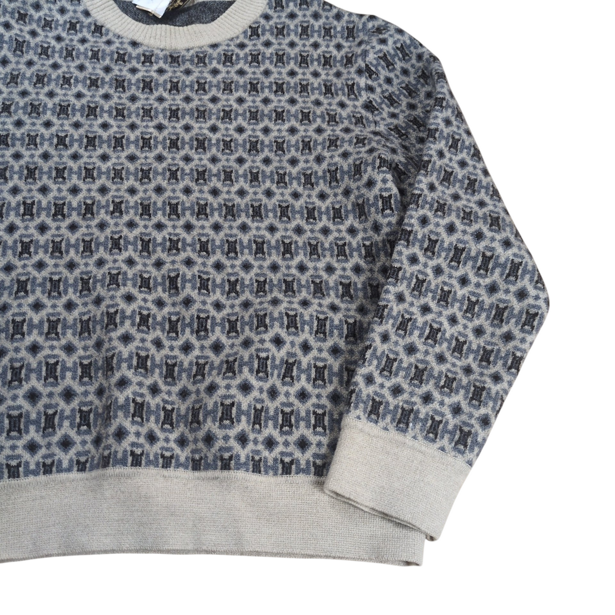 HERMES All Over H Logo Wool Sweatshirt Gray Size L