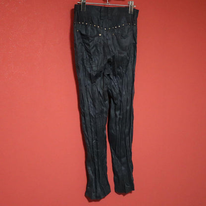 Issey Miyake 06AW Black Crinkle Pleats Studs Pants Size S