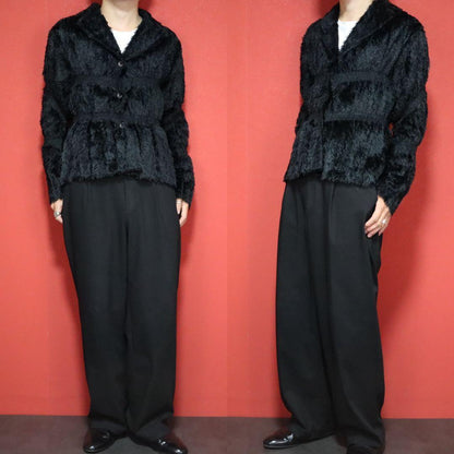 ISSEY MIYAKE 02SS Shaggy Fringe Pleated Jacket Black Size 2