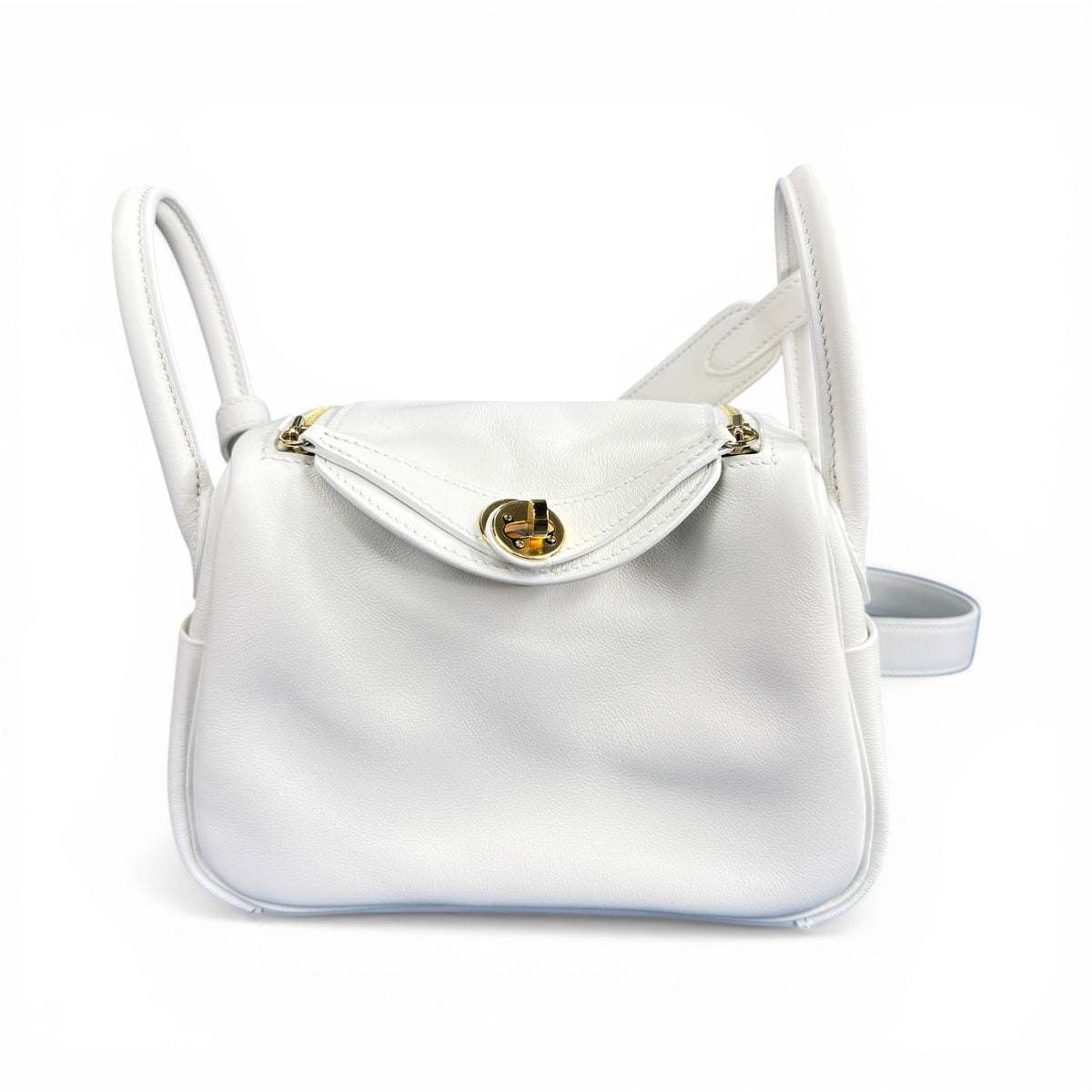 HERMES 2024 Lindy Mini New White Gold Hardware Bag