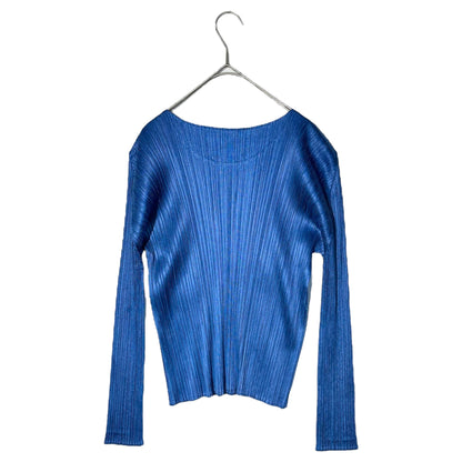 PLEATS PLEASE Long Sleeve Pleated Pullover Top Blue Size 3