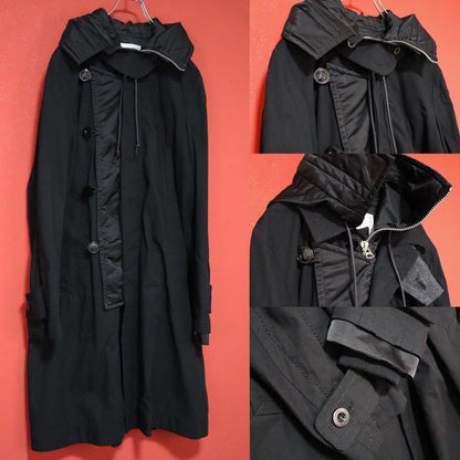 Sacai 21SS Hooded Mixed Button Panelled Oxford Coat Size 3