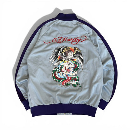 Vintage ED HARDY Blue Rhinestone Track Jacket Size M