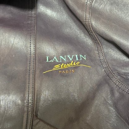 LANVIN Purple Leather Knit Blouson Size 48