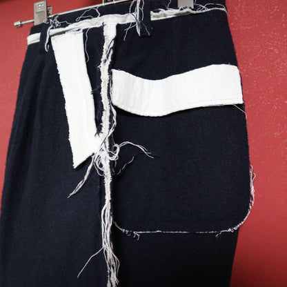 mina perhonen Navy Frayed Wide Slacks Size 36