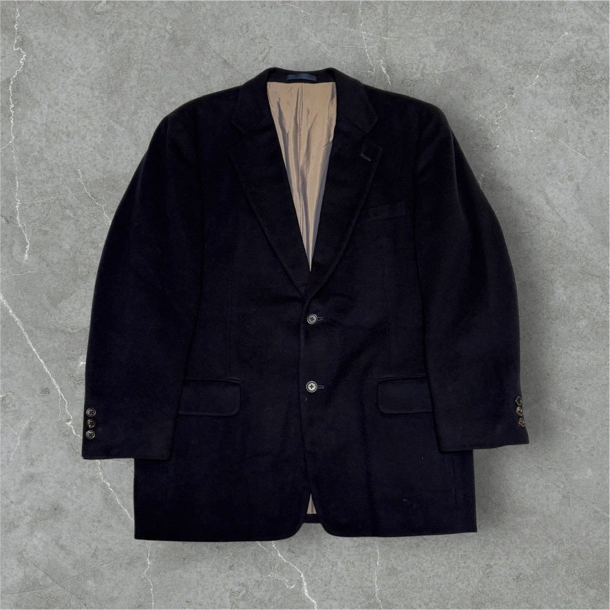 Burberrys 90s Navy Wool Melton Tailored Jacket