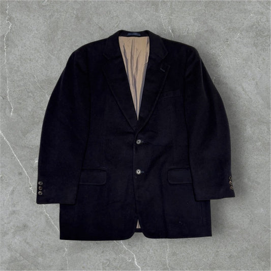 Burberrys 90s Navy Wool Melton Tailored Jacket