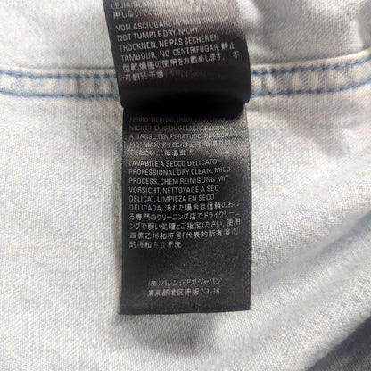 BALENCIAGA Logo Printed Washed Denim Shirt Blue Size 32