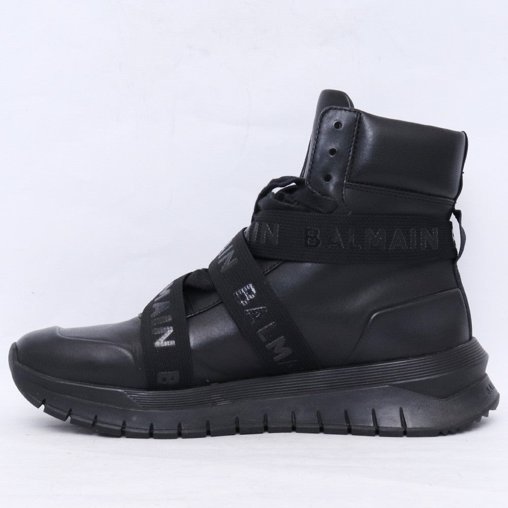 BALMAIN B-Troop Leather High-Top Sneakers Black Size EU 42