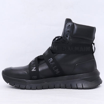 BALMAIN B-Troop Leather High-Top Sneakers Black Size EU 42