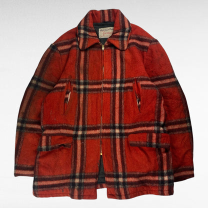 Buck Skin Brand 60s Plaid Wool Jacket Talon Zipper Size L