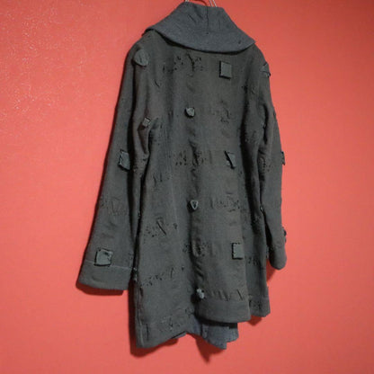 HaaT 13SS Distressed Shawl Collar Wool Long Coat Size 2