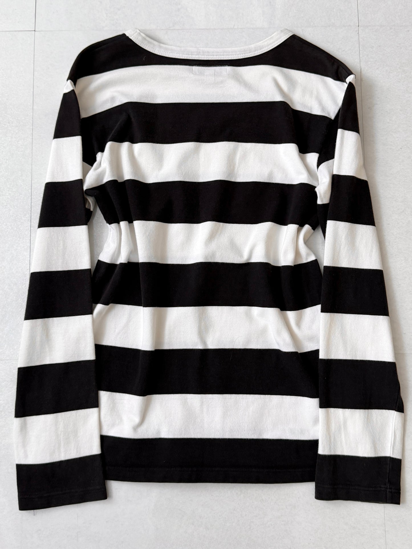 Agnes b Cotton Border Long Sleeve T-Shirt Size XS