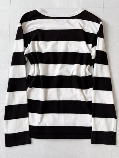 Agnes b Cotton Border Long Sleeve T-Shirt Size XS