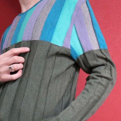Issey Miyake Green Stripe 3D Pleated Knit Size 4