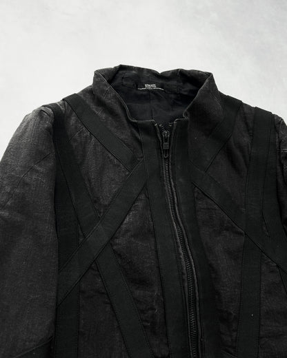 Dirain 2010s Cross Tape Zip Jacket Cotton Blend Black Size 1
