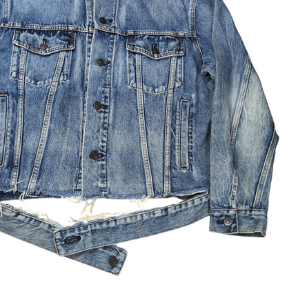 Balenciaga Neck Logo Distressed Denim Jacket Size 34