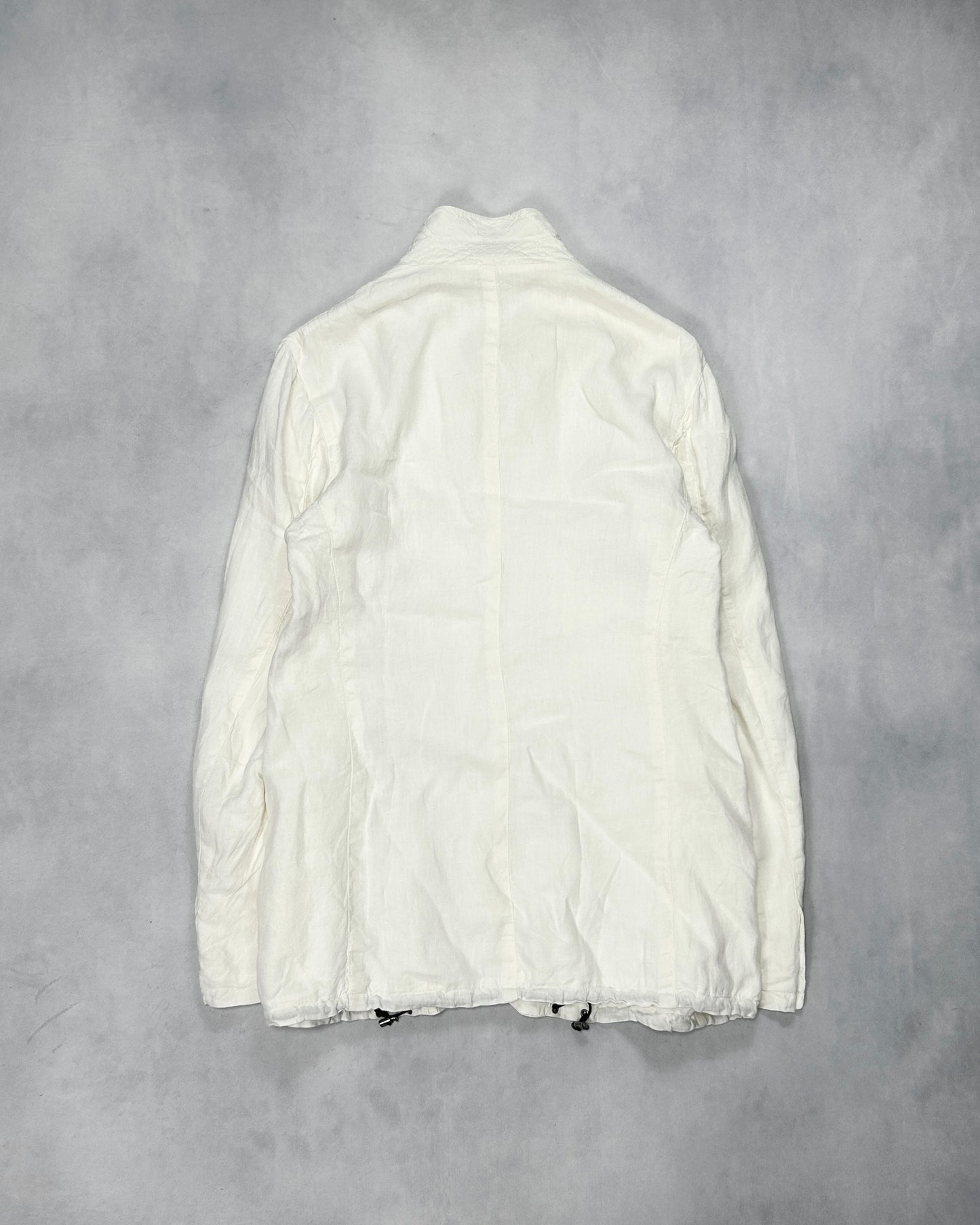 Emporio Armani 2000s Linen Stand Collar Zip Jacket Size 50