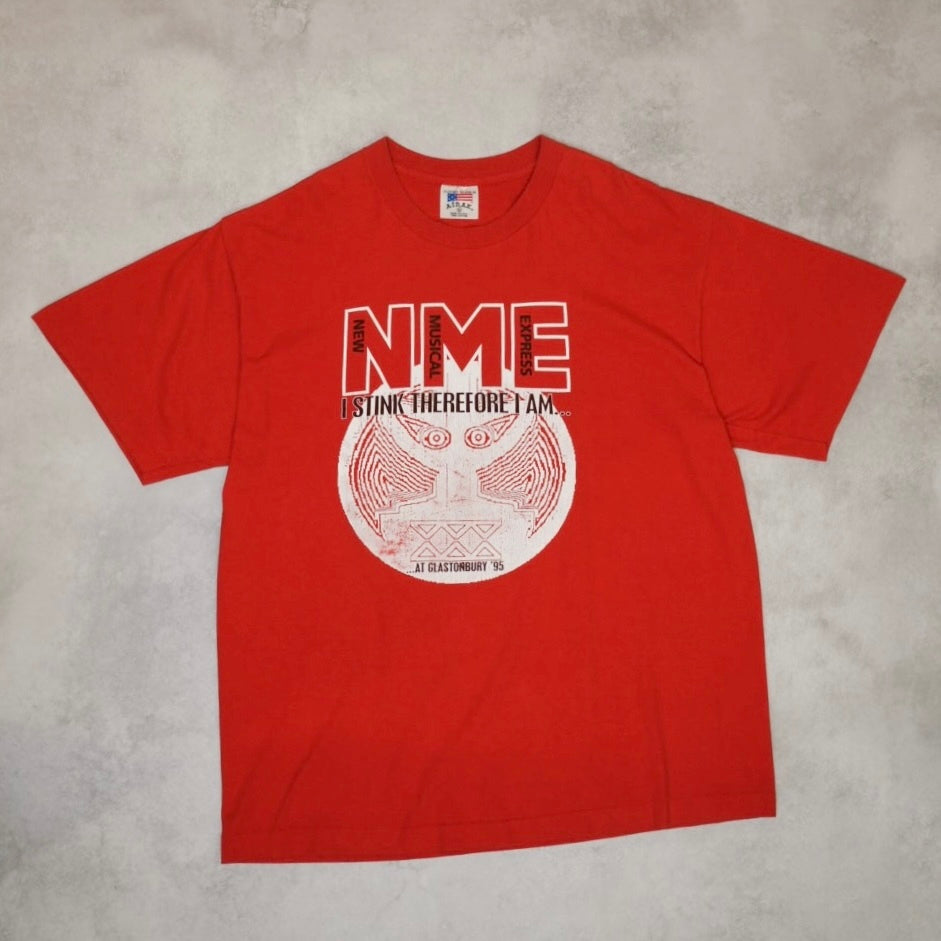 GLASTONBURY 90s NME Prodigy Graphic T-Shirt Red Size XL