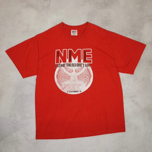 GLASTONBURY 90s NME Prodigy Graphic T-Shirt Red Size XL