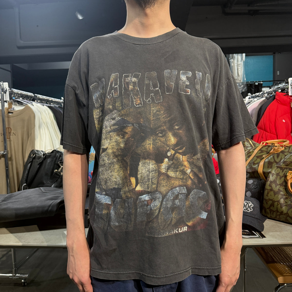 PAC 90s Y2K Makaveli Thug Life Rap T-Shirt Faded Size L