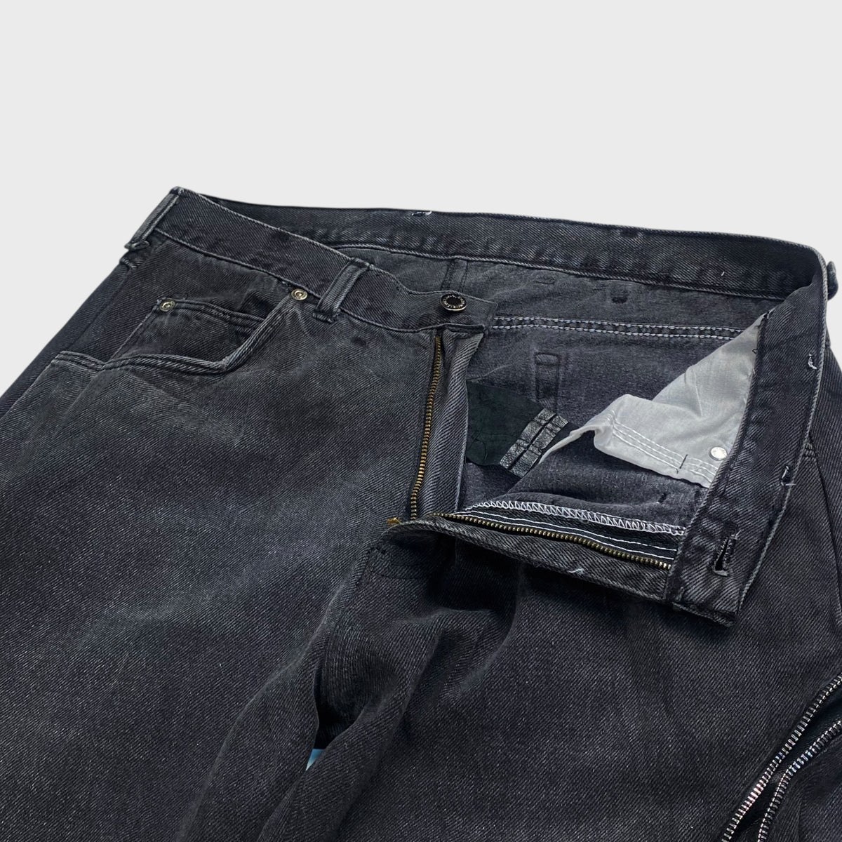 REMAKE Reconstructed Denim x Leather Zip Flare Pants Size 32