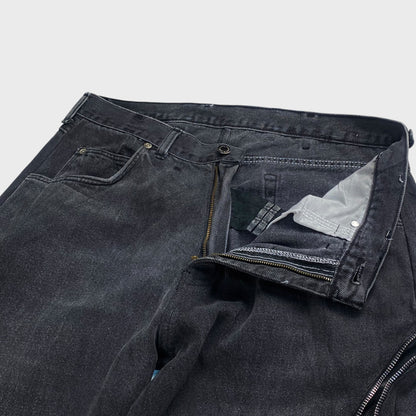 REMAKE Reconstructed Denim x Leather Zip Flare Pants Size 32