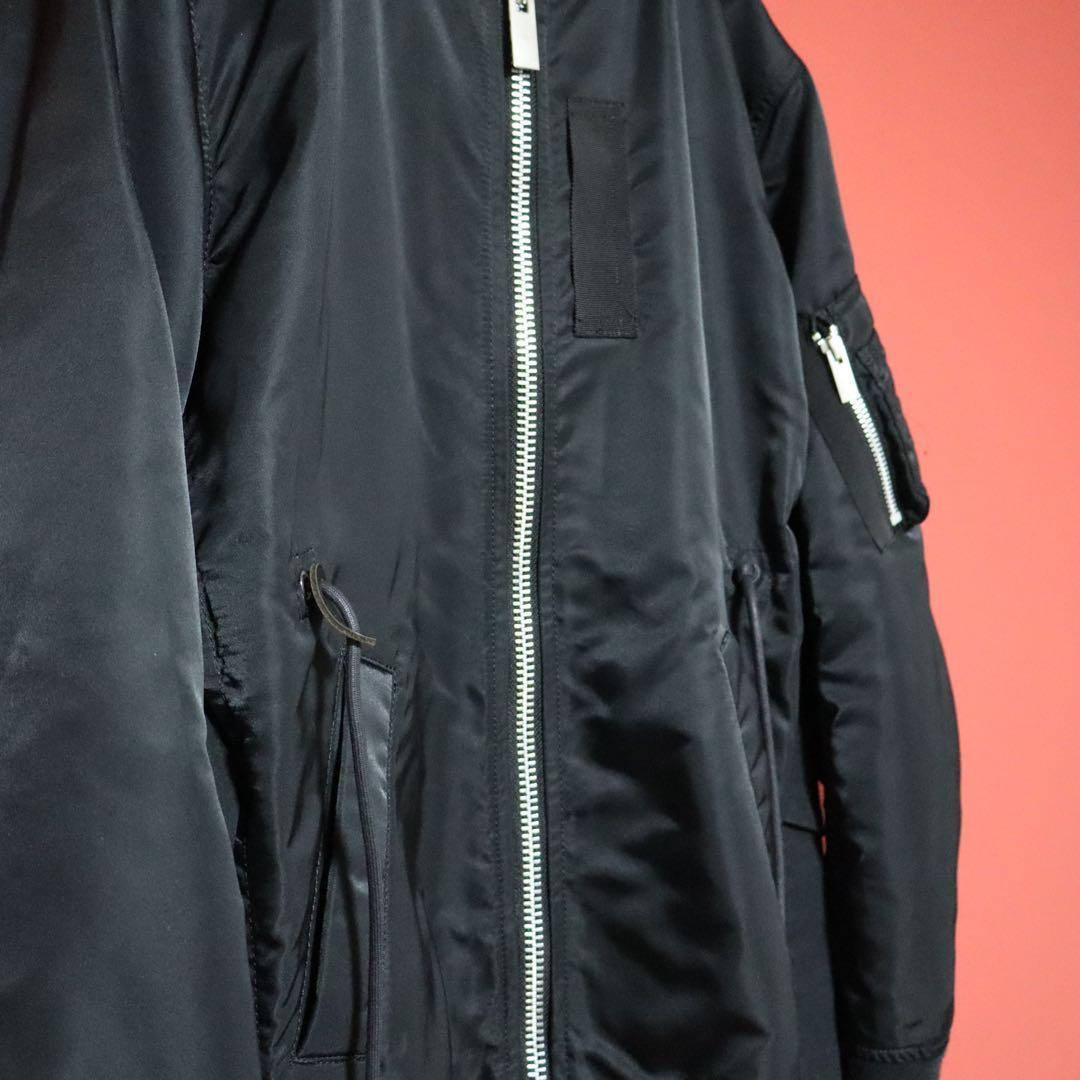 sacai 21AW Nylon Twill Drawstring MA-1 Jacket Black Size 1