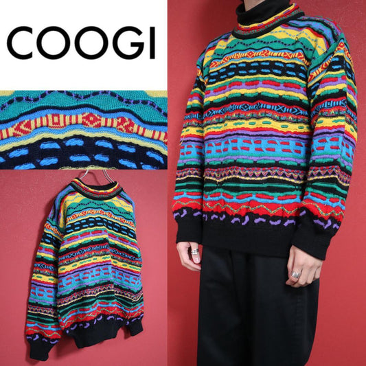 Coogi Vibrant Multi-Color 3D Knit Sweater Size SS
