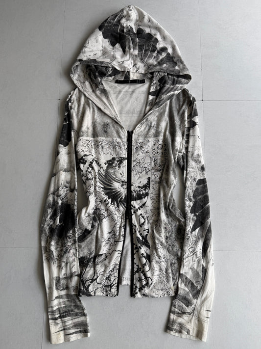 NO ID. Monochrome Zip Hoodie Cotton Size 1