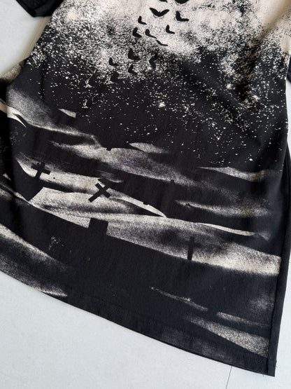NO ID. BLACK Graveyard Raven Cotton T-Shirt Size ONE