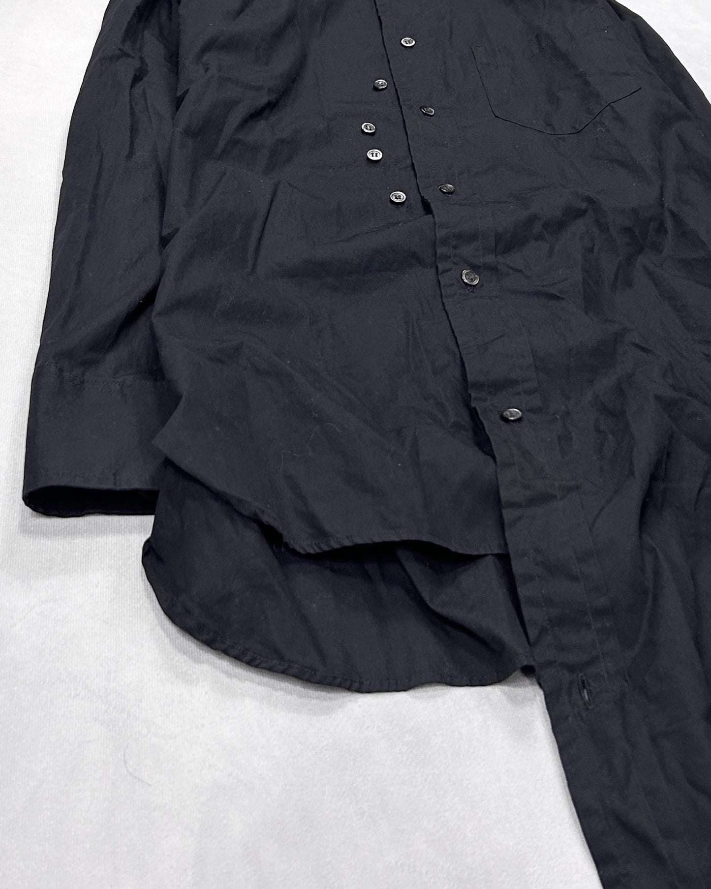 Yuji Yamada Asymmetrical Layered Hem Shirt Black Size 2
