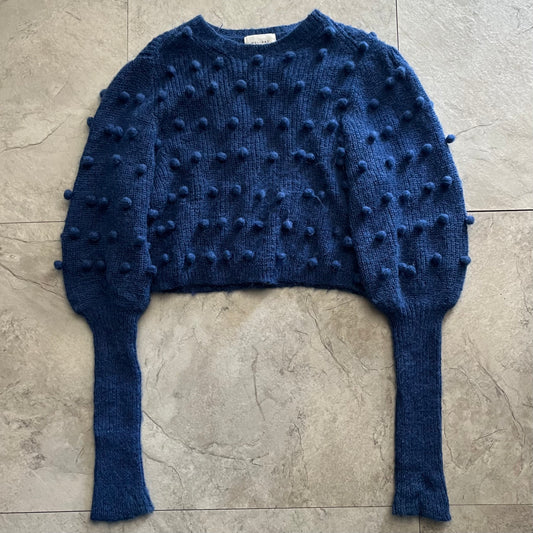 Vintage Holiday Gimmick Blue Knit Sweater Size S