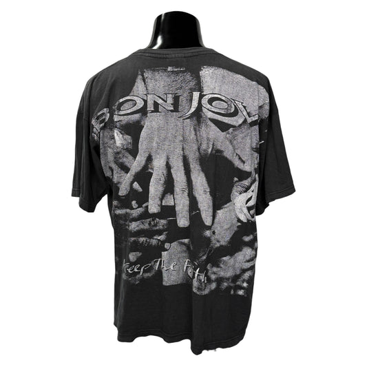 BON JOVI 90s Vintage "Keep The Faith" AOP T-Shirt Size XL